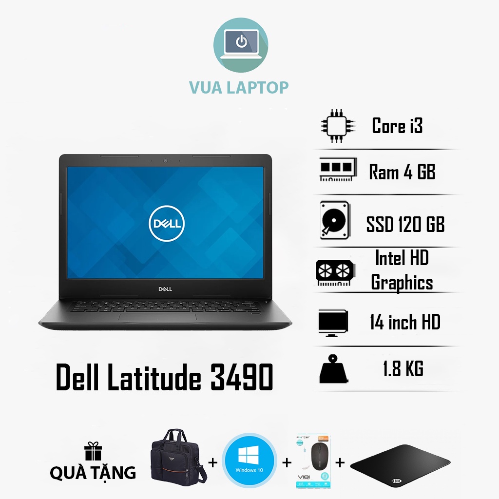 Laptop Cũ Rẻ Dell Latitude 3490 Mỏng Nhẹ / Core i3 / Ram 4GB / SSD / Màn 14inch / Học Tập, Văn Phòng Mượt Mà