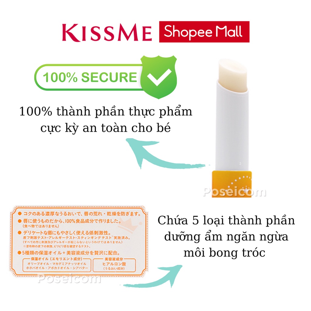 Son dưỡng môi cấp ẩm Kissme Mommy Lip Balm Stick dành cho mẹ và bé từ 6 tháng tuổi da nhạy cảm 2.5g