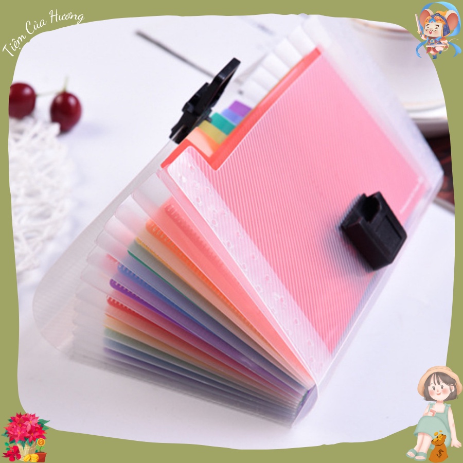 Bìa sổ tiết kiệm đựng tiền túi đựng tài liệu giấy A6 13 ngăn sổ tiết kiệm tài chính túi organ mini a6 cầu vòng TCH