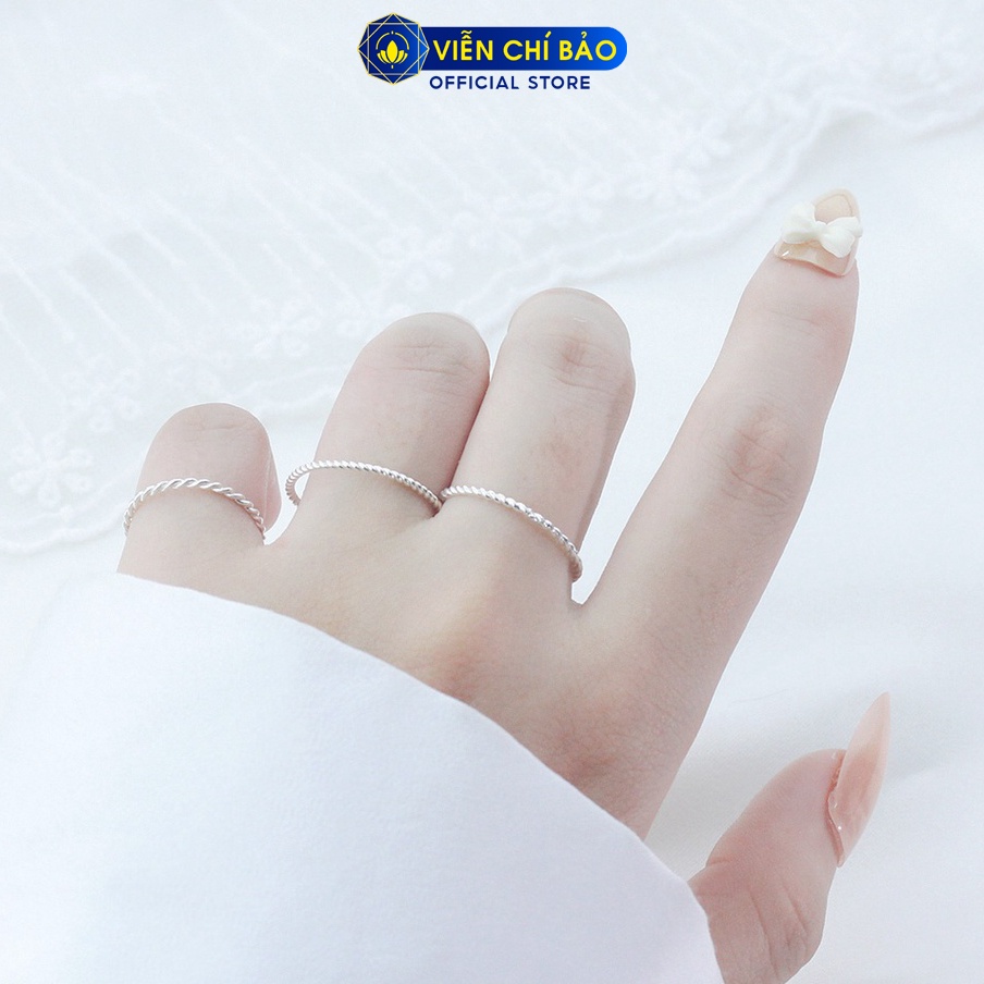 Nhẫn xoắn tròn basic chất liệu bạc 925 thời trang phụ kiện trang sức nữ thương hiệu Viễn Chí Bảo N400055x
