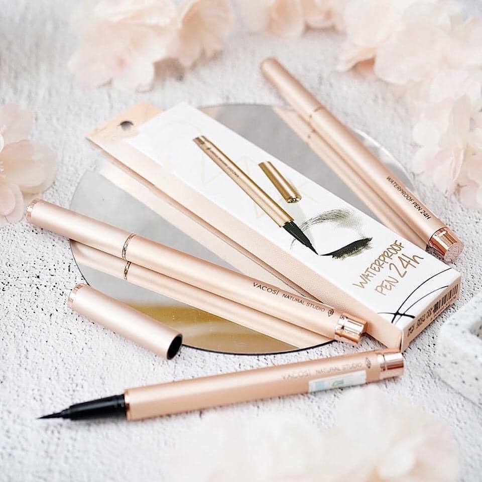Bút Kẻ Mắt Nước Không Trôi Đen Bóng VACOSI 24H - VACOSI 24H WATERPROOF PEN