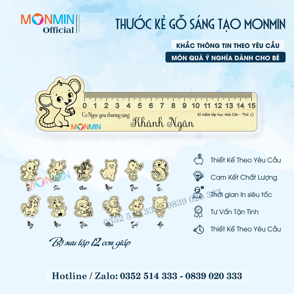 Thước gỗ học sinh khắc tên, nội dung theo yêu cầu, quà tặng, độc đáo, lưu niệm, ấn tượng