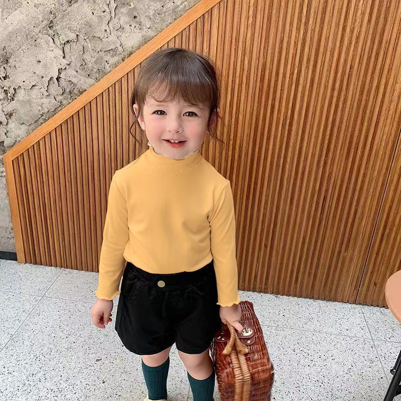 Áo Thun Dài Tay Cổ Lọ Hai Mặt Thời Trang Thu Đông Mới Cho Bé Gái