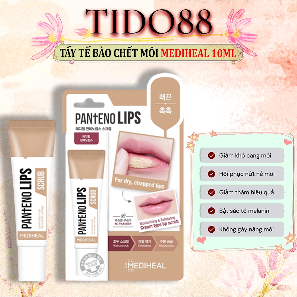 Tẩy tế bào chết môi Mediheal Pantenolips Scrub dưỡng ẩm, mềm mịn môi NPP 15ml Tido88