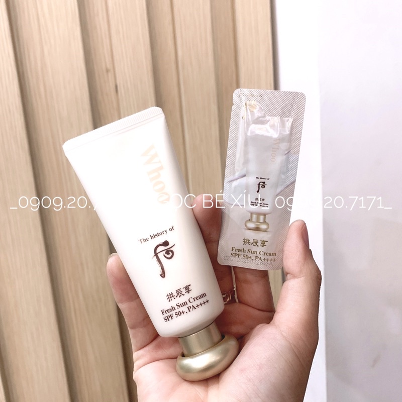 COMBO 10 GÓI KEM CHỐNG NẮNG HOÀNG CUNG MÁT DA WHOO FRESH SUN CREAM MẪU MỚI SPF50+/PA++++