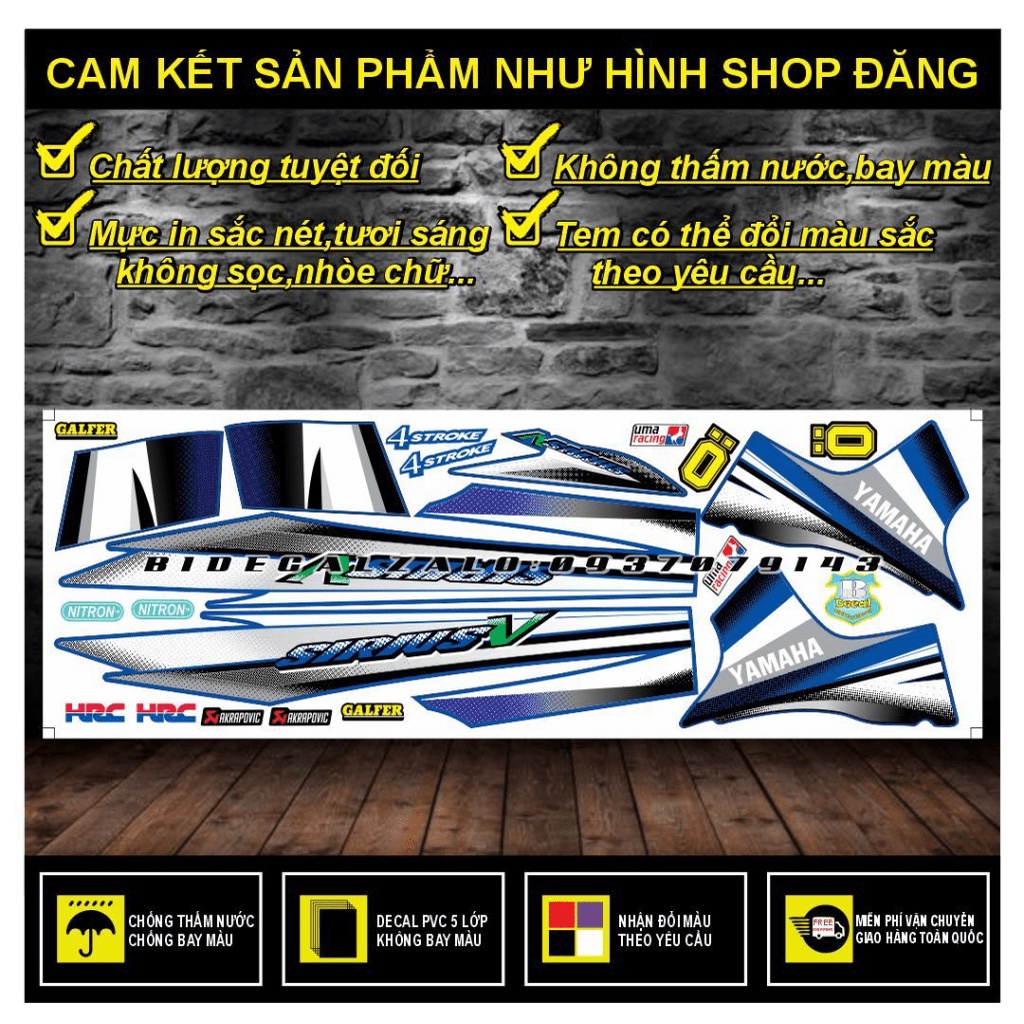TEM RỜI SIRIUS V PHỐI XANH ĐEN - THU DECAL