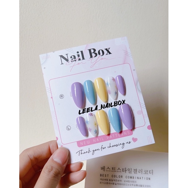 Nail box thiết kê theo tay màu pastel hàn ảnh thật