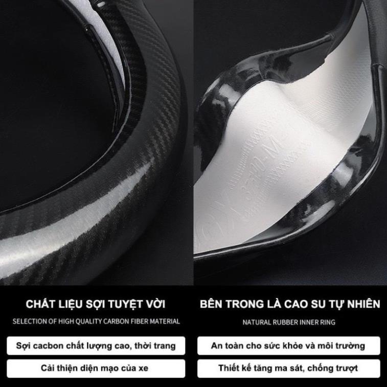 Bọc vô lăng Mitsubishi Xpander, Pajero, Attrage, Mirage, Triton, Outlander, Trùm vô lăng cacbon bảo vệ vô lăng *