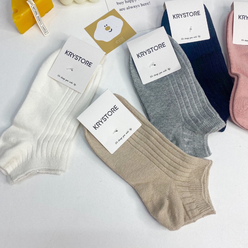 Tất vớ ngắn cổ cao qua mắt cá chất len gân đẹp krystore NC31