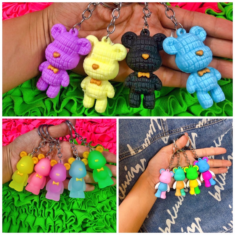 MÓC KHOÁ DẺO HÌNH GẤU BEAR BRICK Dễ Thương-Treo Cặp-Treo Balo Xinh Xắn