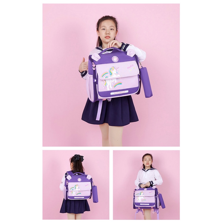 Balo Cặp sách ngang chống gù tiểu học cho bé trai gái cấp 1 họa tiết khủng long siêu hit hot