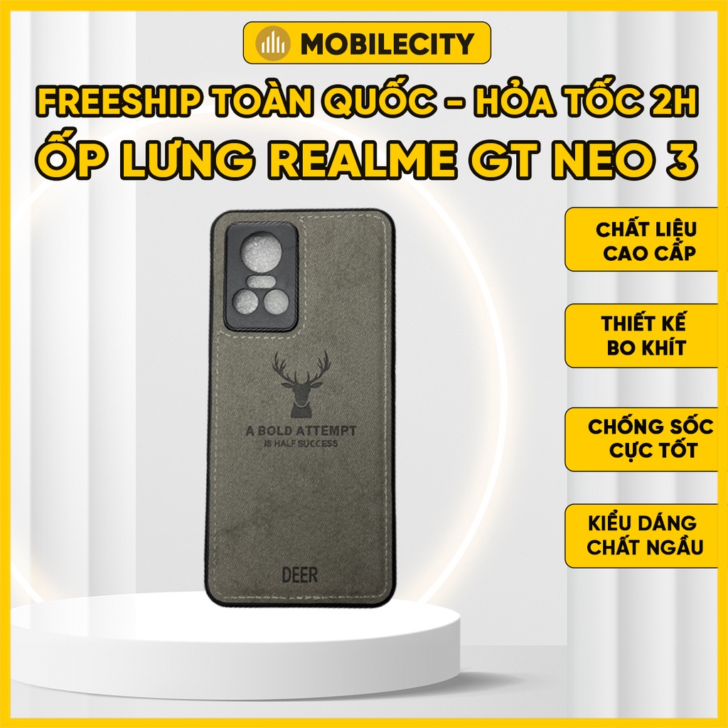 Ốp lưng Realme GT Neo 3 (Nhựa cứng chống bám vân tay, Nhung hươu) - MobileCity