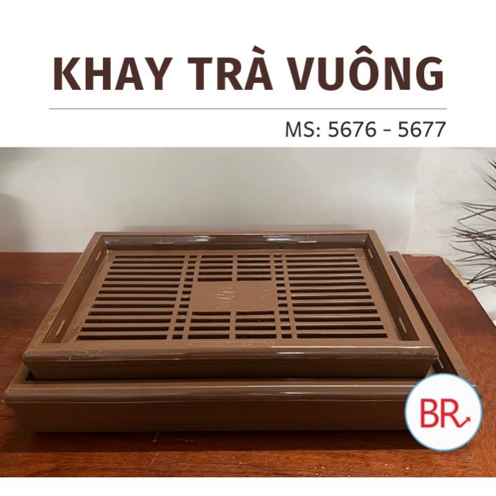 Khay Trà Vuông Việt Nhật Họa Tiết Sang Trọng Nổi Bật 5676 - Khay trà vuông giả gỗ Việt Nhật cao cấp an toàn Br 01734 VN