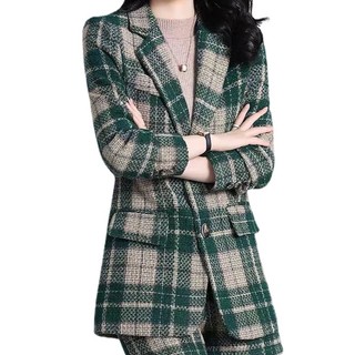 Áo khoác vest ngắn kẻ sọc caro thời trang thu đông 2023 mới cho nữ