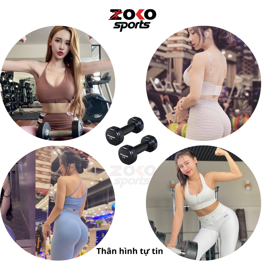 Tạ tay lõi sắt 5kg bọc cao su cao cấp giá rẻ , tạ tập Squat nam nữ tập gym tại nhà - ZOKO SPORT