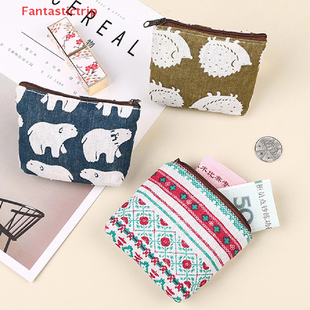 Ví Đựng Tiền Xu / Thẻ Mini In Họa Tiết Đơn Giản Cho Nam Nữ Mới