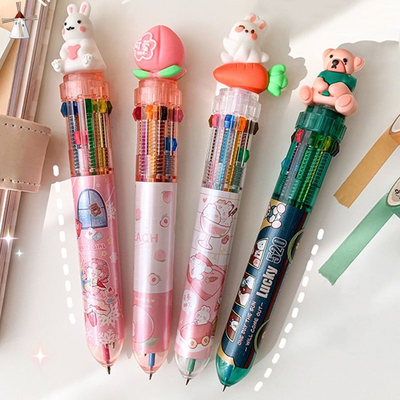 Set 10 Bút Bi Nhiều Màu Dễ Thương