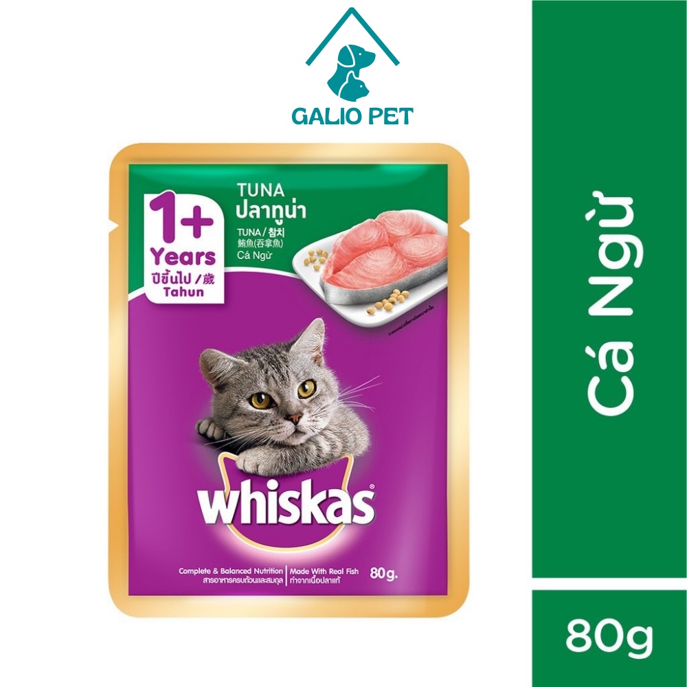 Pate WHISKAS® cho Mèo Lớn vị Cá Ngừ túi 80g
