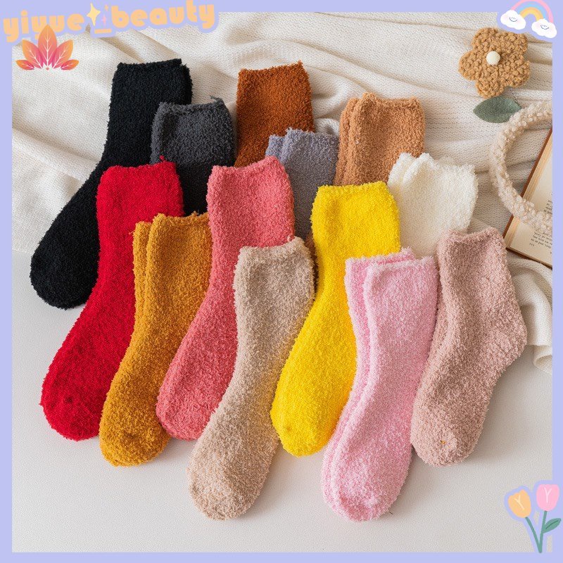 Vớ Len Cotton Giữ Nhiệt Siêu Dày Màu Trơn jp5
