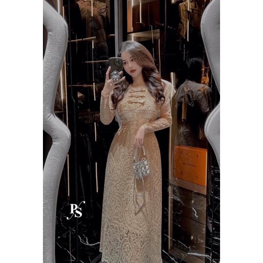 Váy ren 3 nơ phối lưới