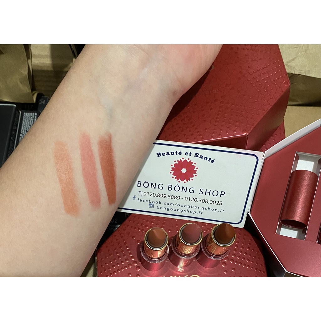 (Chuẩn Pháp-Mẫu mới 2022) Set 03 son mini KIKO Joyful Holiday Lovely Lipstick