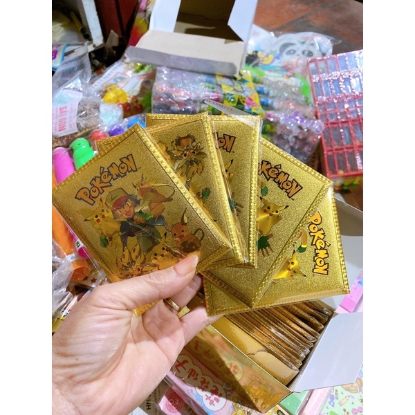 Bộ thẻ bài mạ vàng pokemon hộp 15 túi . túi 10 thẻvip