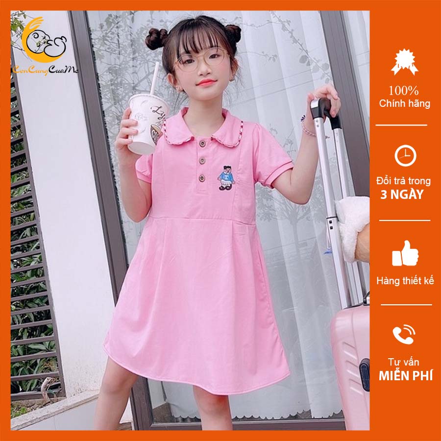 Váy polo bé gái size đại 10-36kg Đầm xuông cho bé đi học đi chơi chất thun cotton mềm 1 2 3 4 5 6 7 8 9 10 11 12 tuổi