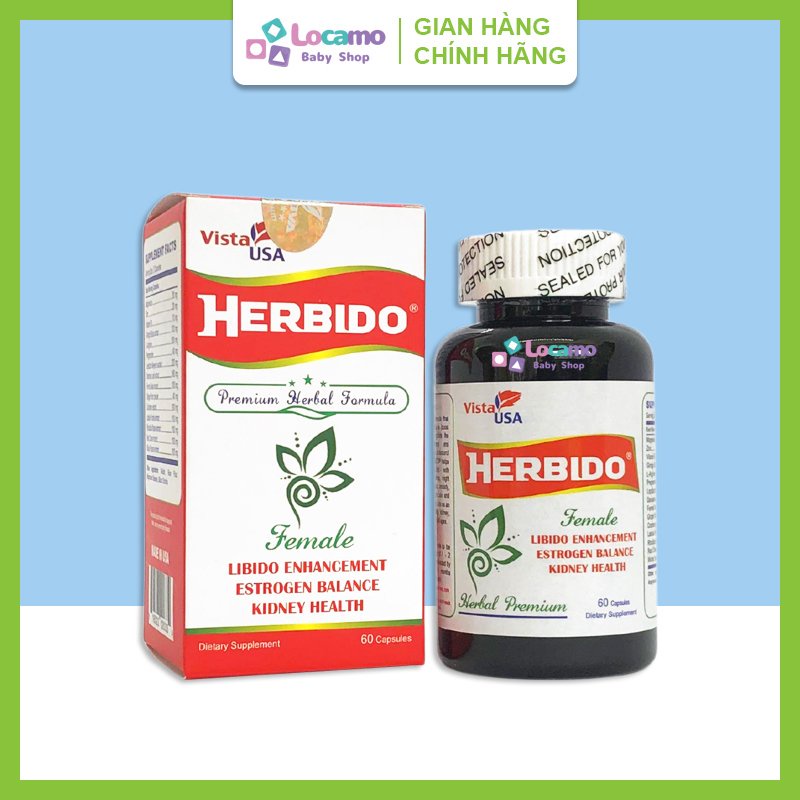 Herbido tăng ham muốn cho phụ nữ yếu sinh lý nữ bốc hỏa mất ngủ đêm bổ thận âm cân bằng nội tiết tố nữ Hộp 60 Viên
