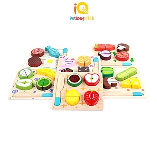 Set tập cắt rau củ hoa quả đồ ăn 6 mẫu bằng gỗ cao cấp BeThongMinh cho bé phát triển kỹ năng