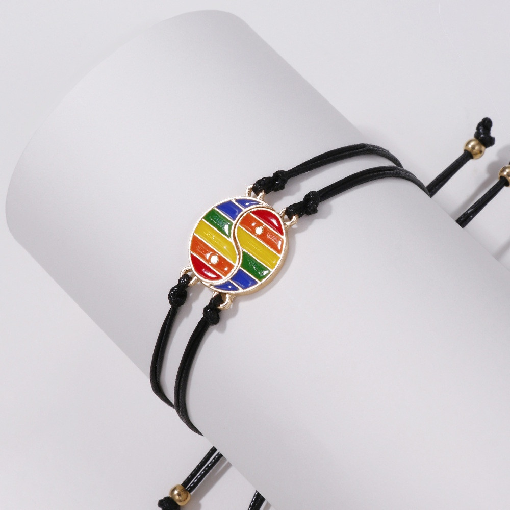 Bộ 4 Vòng Tay Dây Bện Thủ Công Màu Cầu Vồng LGBT Tùy Chỉnh Thời Trang Cho Nam Và Nữ