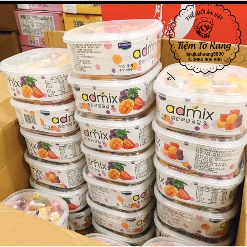 < BÁNH KẸO TẾT> KẸO DẺO TRÁI CÂY ADMIX HÀN QUỐC 49k/hộp 308gr