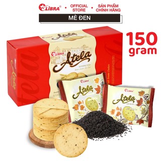 Bánh quy mè đen cracker LIBRA vừng mặn giòn đồ ăn vặt ngon dinh dưỡng healthy Atela bánh lễ tết hộp 150g