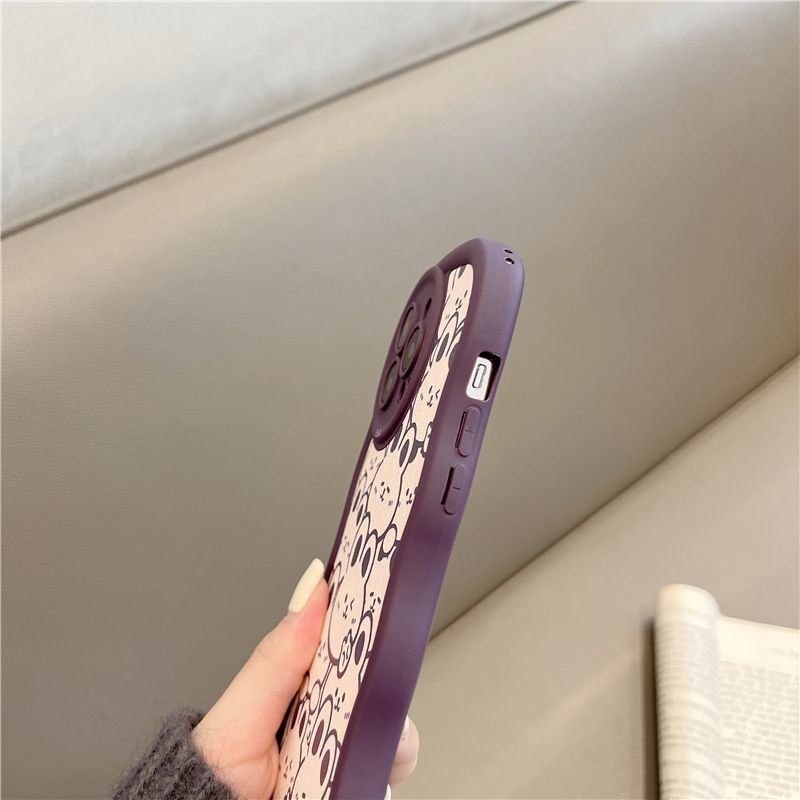 Ốp Điện Thoại Viền Gợn Sóng Hình Thỏ Trắng Tím Cho IPhone 12 13 14 11 Pro Max