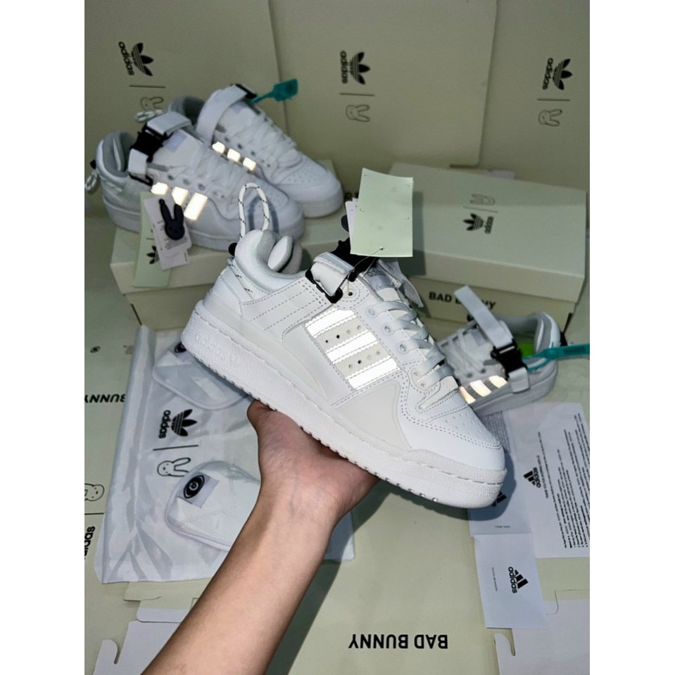 GIÀY THỂ THAO ADI.DAS FORUM LOW TRẮNG XÁM ĐẾ TRẮNG_PHẢN QUANG LAI AU [ FULL PHỤ KIỆN ]_GIÀY SNEAKER ADIDAS QUAI DÁN