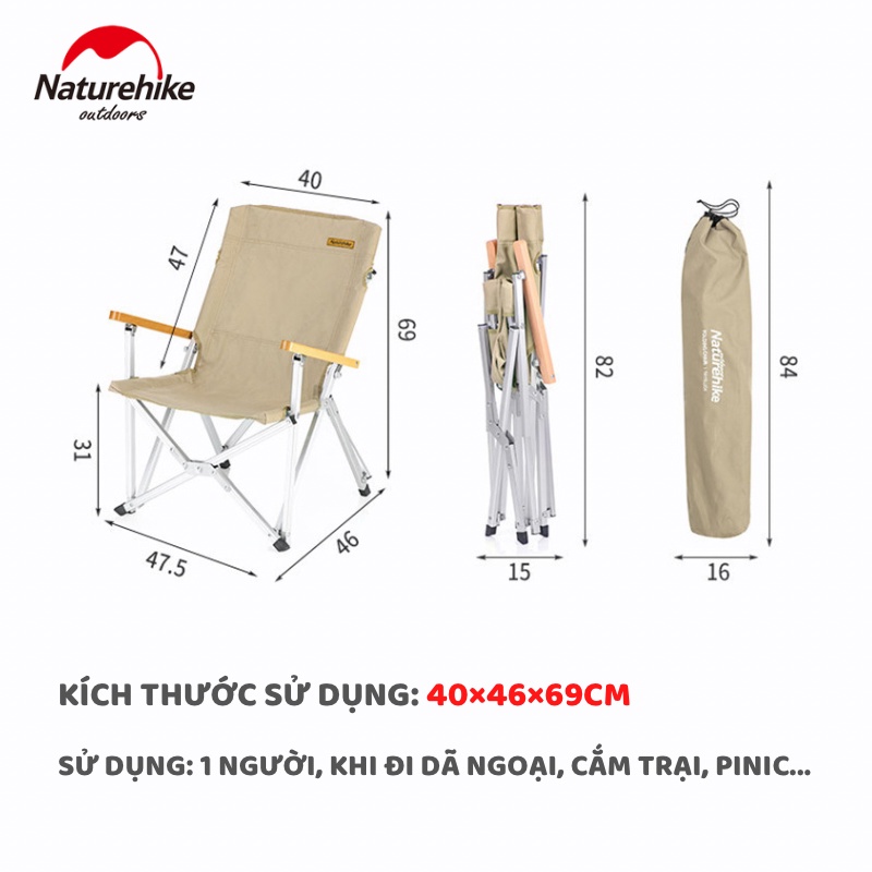 GHẾ GẤP DÃ NGOẠI, PICNIC NATUREHIKE NH19JJ004