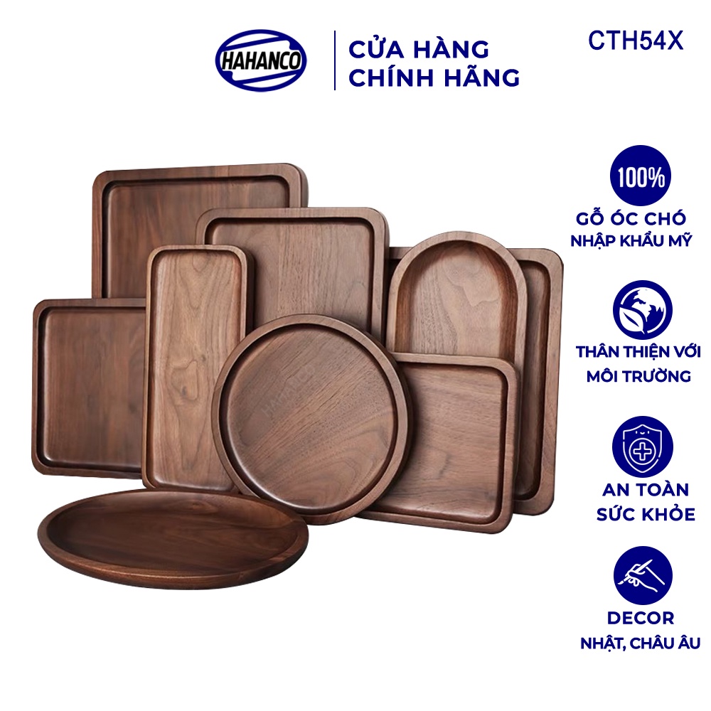 Đĩa Khay Gỗ Óc Chó HAHANCO  Đựng Đồ Ăn/Trang Trí/Chụp Hình/Decor