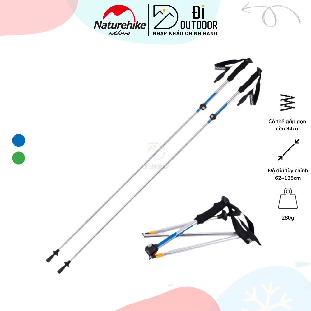 Gậy Trekking Leo Núi Gấp Gọn Naturehike NH15A023-Z Hợp Kim Nhôm