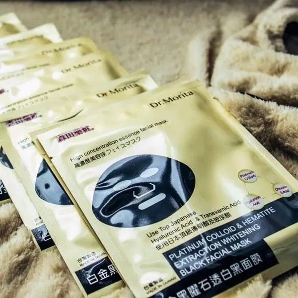 10 Miếng Mặt Nạ Dưỡng Sáng Da Dr.Morita Platinum Colloid Obsidian Extraction Brightening Black Facial Mask 30g