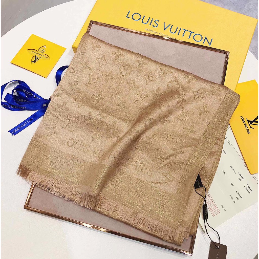 Khăn Lụa đũi ánh nhũ vàng bản dài 90x180cm - Khăn choàng hàng có sẵn