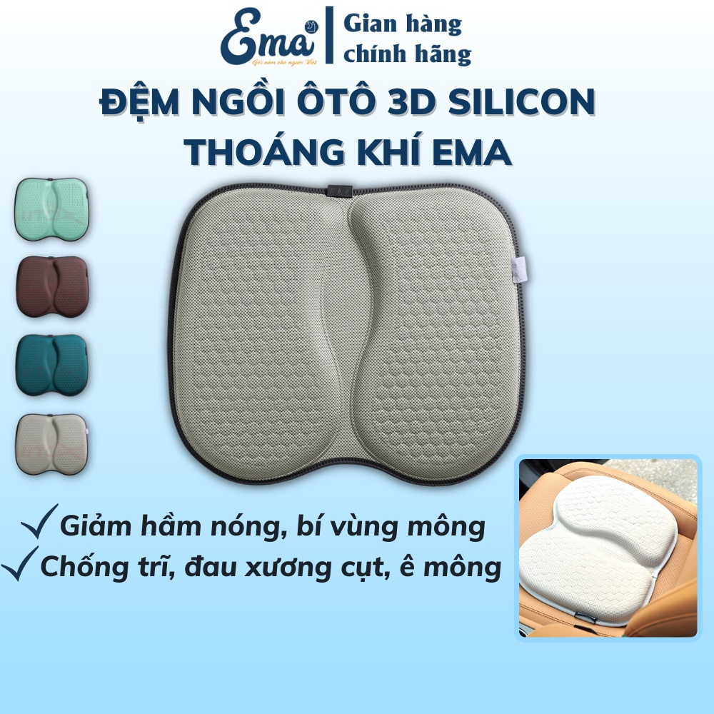 Đệm ngồi ô tô 3d silicon thoáng khi ema - giảm hầm nóng, giảm trĩ - ảnh sản phẩm 1