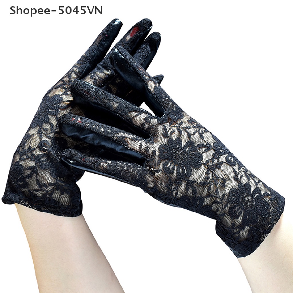 [Hàng Có Sẵn] Găng Tay Ren Màu Đen Thời Trang Quyến Rũ Cho Nữ Đi Tiệc Trên Sân Khấu