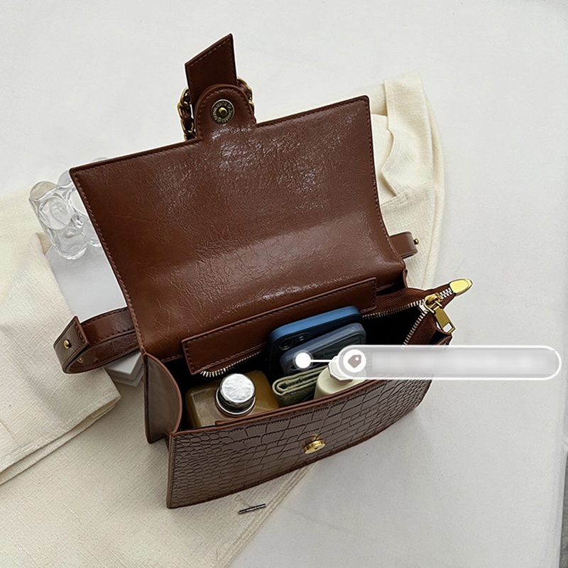 Túi đeo chéo IELGY hình vuông nhỏ vân da cá sấu phong cách retro thời trang cho nữ