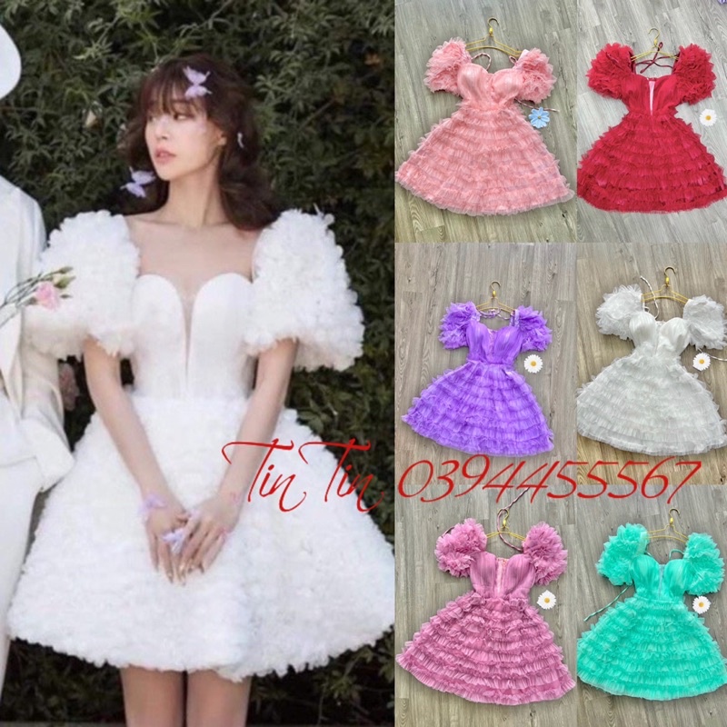 Đầm váy công chúa đi tiệc đi sống ảo 6 màu tầng dáng xoè tay phồng phong cách tiểu thư công chúa