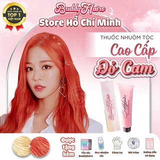 Thuốc nhuộm tóc màu ĐỎ CAM, Thuốc nhuộm tóc tại nhà cao cấp Buddyhairs tặng kèm 1 tẩy 50K phụ kiện nhuộm