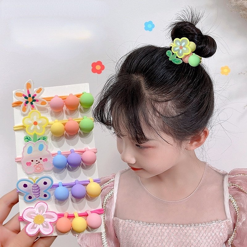 Dây Buộc Tóc Cao Su Co Giãn Hình Hoa Hoạt Hình Dễ Thương Cho Bé Gái