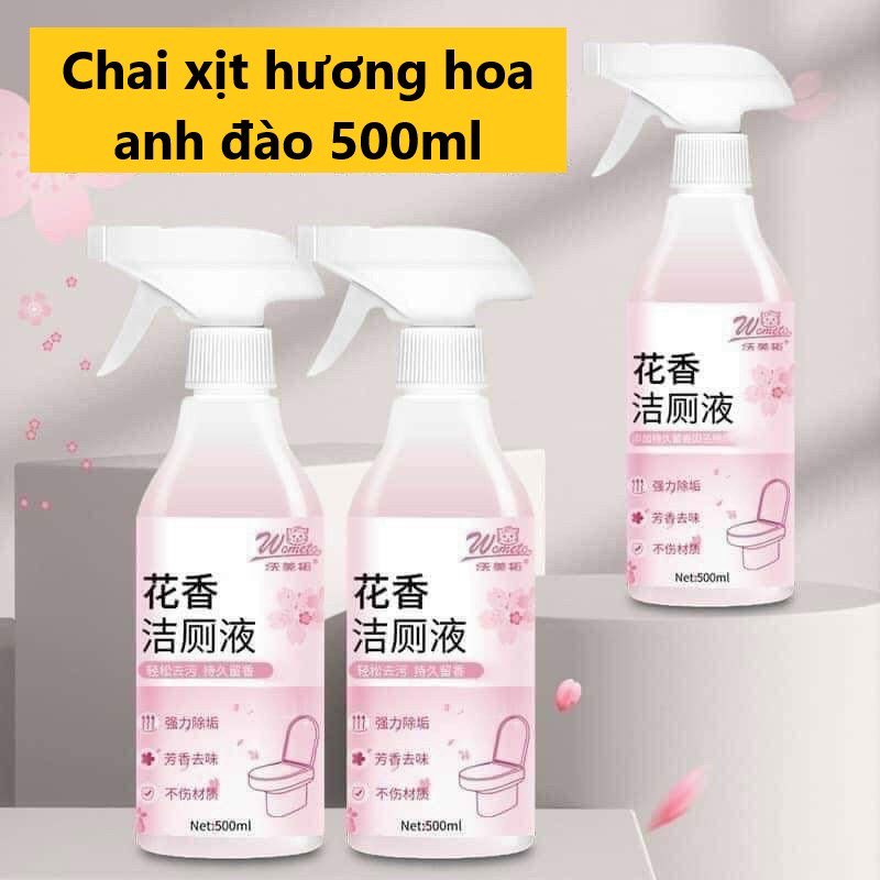 Chai xịt tẩy rửa bồn cầu HOA ANH ĐÀO, nhà vệ sinh đa năng siêu sạch khử khuẩn 500ml