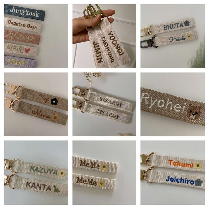 Móc khóa thêu tên cá nhân, name tag thêu tên theo yêu cầu