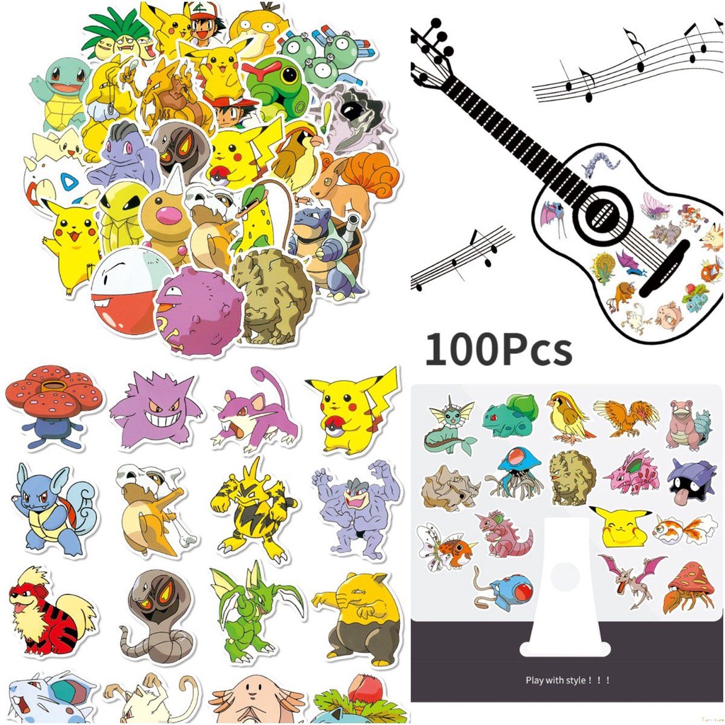 100/50 Miếng Dán Hình Pokemon Miếng Dán Đề Can Hình Vẽ Nguệch ...