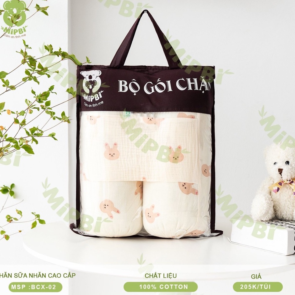 Bộ Chặn Bông Kèm Gối MIPBI VẢI XÔ MUSLIN