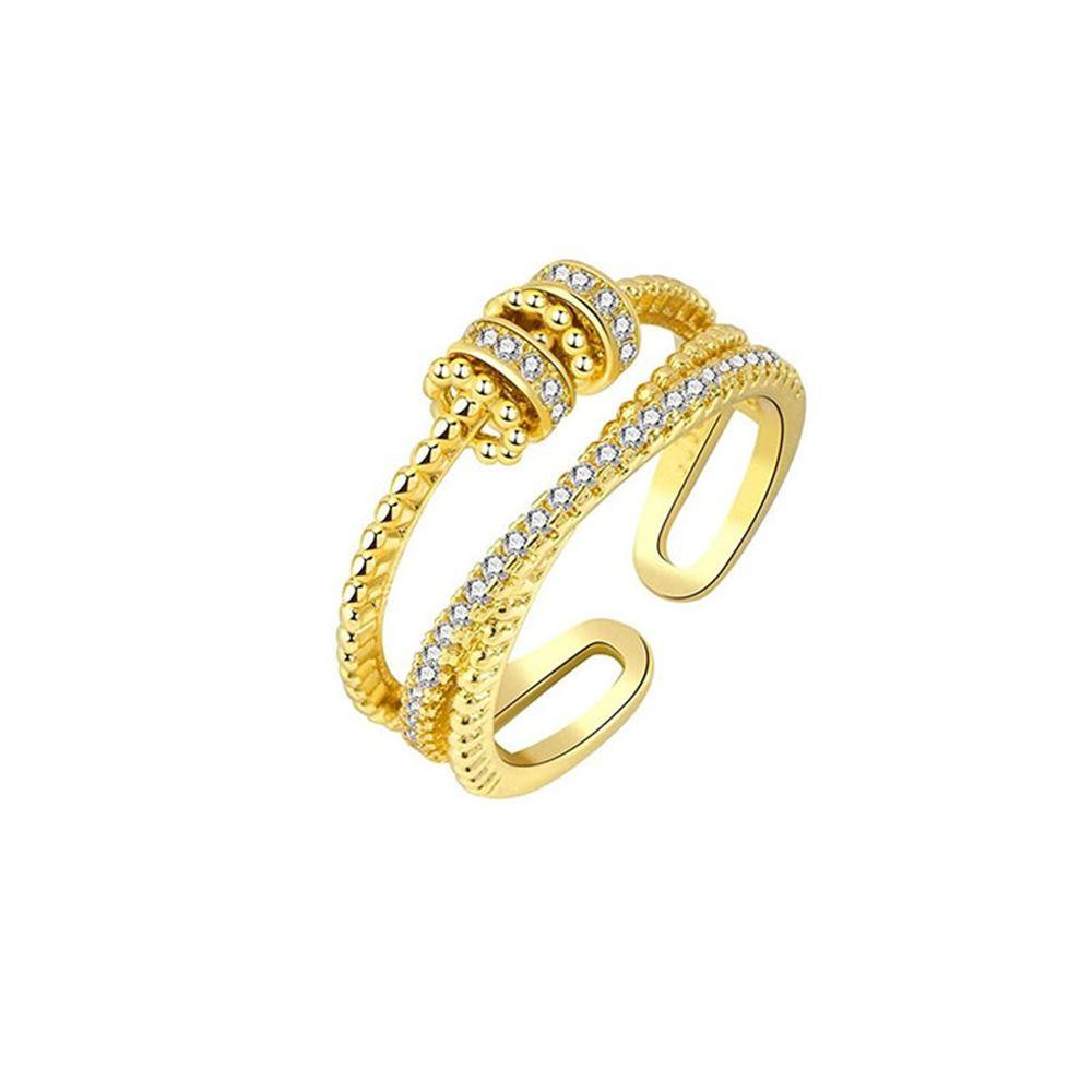 Nhẫn Hở Đính Hạt Đơn Giản Phong Cách Hàn Quốc Cổ Điển Chống Căng Thẳng Dành Cho Bạn Nữ